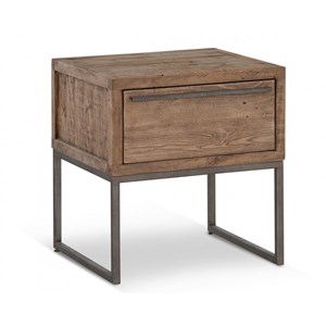 Table de chevet 1 tiroir bois marron -