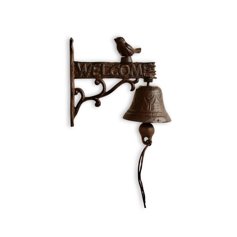 Cloche oiseau fonte fonte marron -