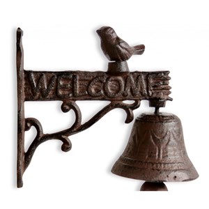 Cloche oiseau fonte fonte marron -