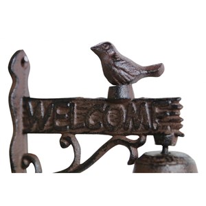 Cloche oiseau fonte fonte marron -