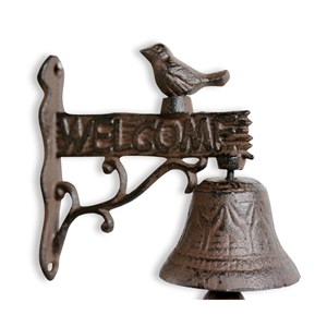 Cloche oiseau fonte fonte marron -