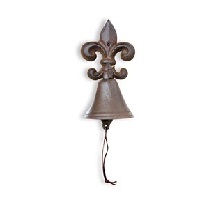 Cloche fleur de lys fonte fonte marron -