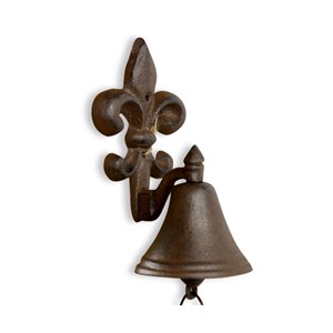 Cloche fleur de lys fonte fonte marron -