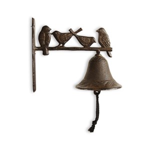 Cloche oiseaux fonte fonte marron -