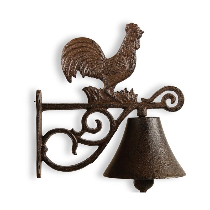 Cloche coq fonte fonte marron -
