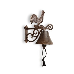 Cloche coq fonte fonte marron -
