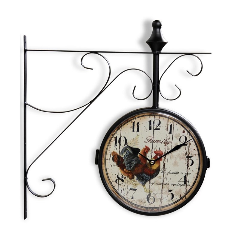 Décoration d'autrefois - Horloge de gare ancienne double face fam