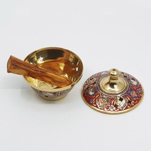 Encensoir bronze gravé - cônes & résines