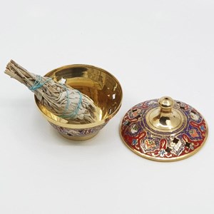 Encensoir bronze gravé - cônes & résines