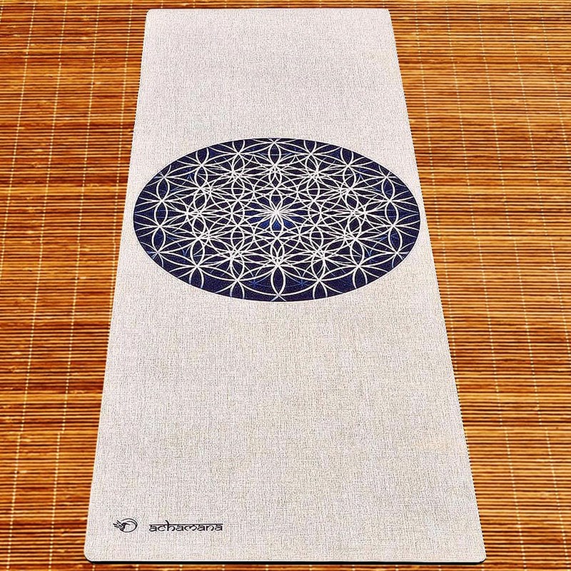 Tapis de yoga chanvre fleur de vie