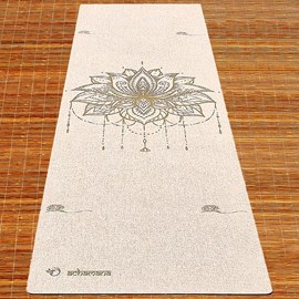 Tapis yoga chanvre fleur de lotus