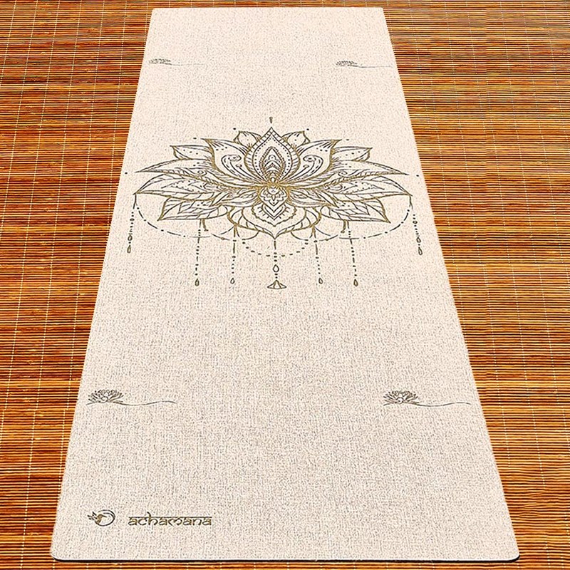 Tapis yoga chanvre fleur de lotus