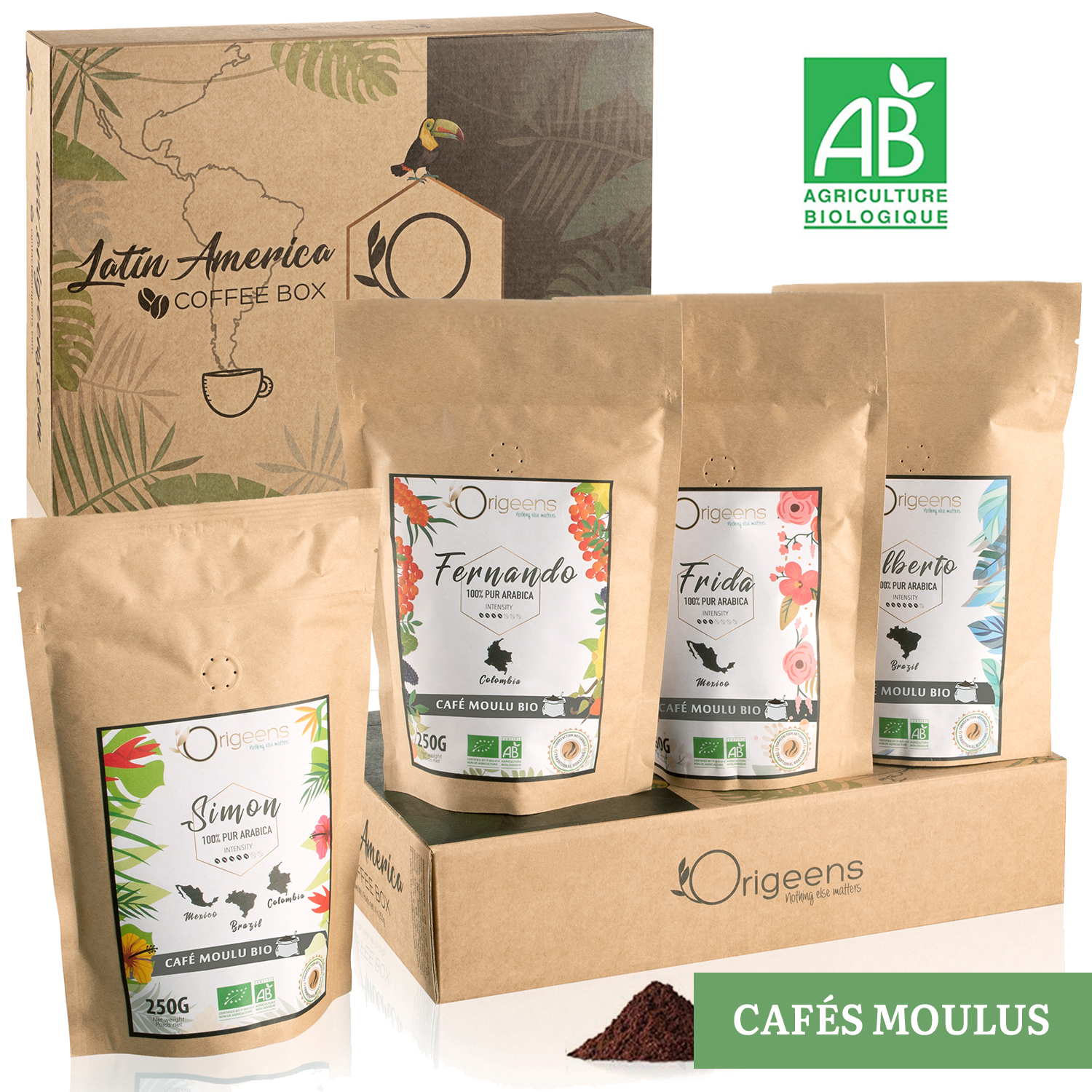Coffret de 6 cafés moulus aromatisés – Moka pur arabica – Quai Sud