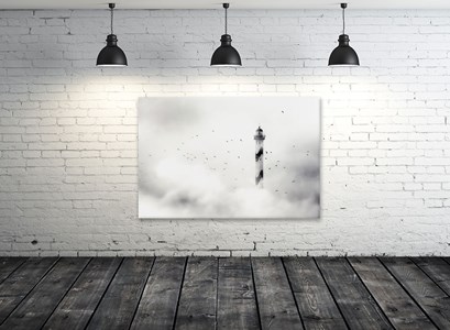 Tableau deco phare dans le brouillard
