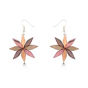 Boucles  d'oreille  en bois  multicolore