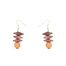 Boucles  d'oreille  en bois  multicolore
