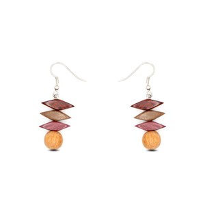 Boucles  d'oreille  en bois  multicolore