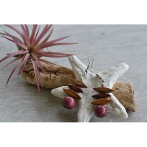 Boucles  d'oreille  en bois  multicolore