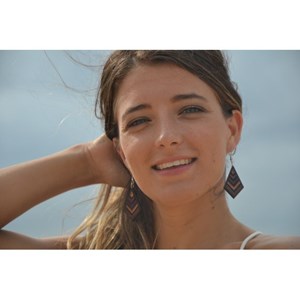 Boucles  d'oreille  en bois  multicolore