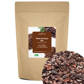 Fèves de cacao bio - 1kg (concassées, non torréfiées) - riche en antioxydants