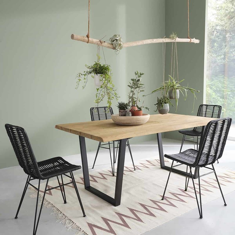 Berah Getah - Table bois teck recyclé et métal 8 p