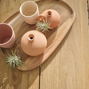 Table bois teck recyclé et métal 8 p