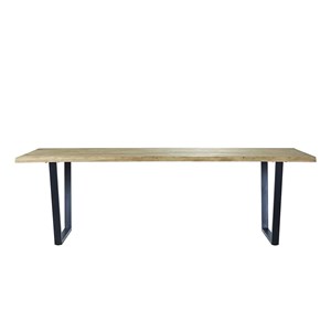 Table bois teck recyclé et métal 10p