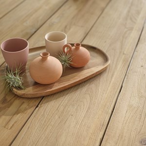 Table bois teck recyclé et métal 10p