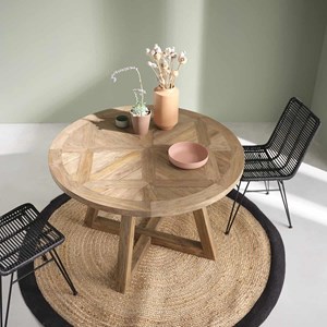 Table ronde en teck recyclé fsc mixte 4p