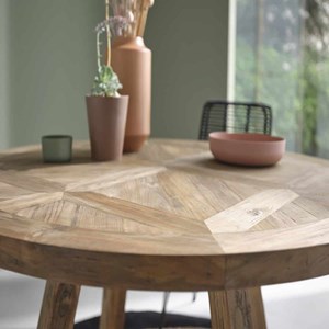 Table ronde en teck recyclé fsc mixte 4p