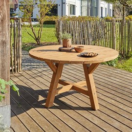 Table jardin teck massif recyclé ronde
