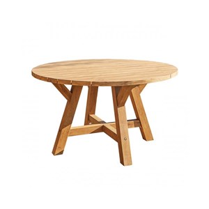 Table de jardin en teck recyclé ronde 6p