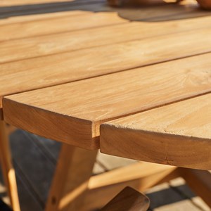 Table jardin teck massif recyclé ronde