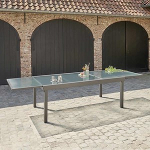 Table jardin aluminium gris 8&nbsp;12 p