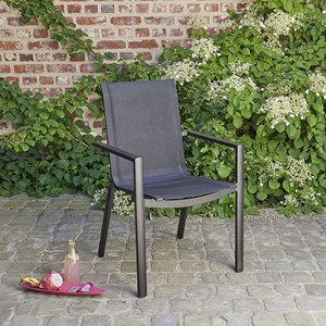 Fauteuil jardin aluminium textilène noir