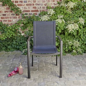 Fauteuil jardin aluminium textilène noir