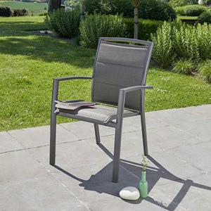 Fauteuil jardin aluminium textilène gris