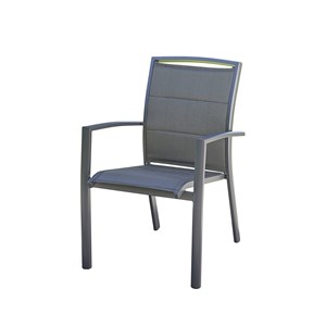 Fauteuil jardin aluminium textilène gris