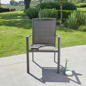 Fauteuil jardin aluminium textilène gris