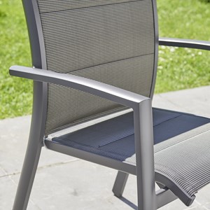 Fauteuil jardin aluminium textilène gris