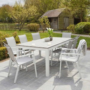 Table de jardin aluminium blanc 8 p