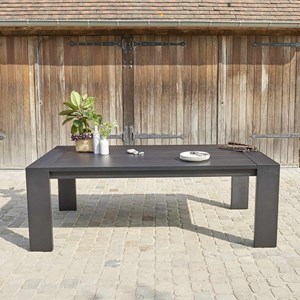 Table de jardin aluminium noir 6 p