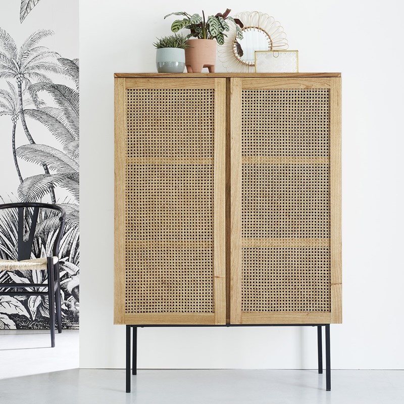 Berah Getah - Armoire 2 portes bois de mindy cannage