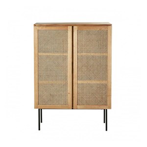 Armoire 2 portes bois de mindi cannage