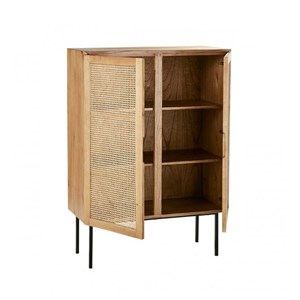 Armoire 2 portes bois de mindi cannage