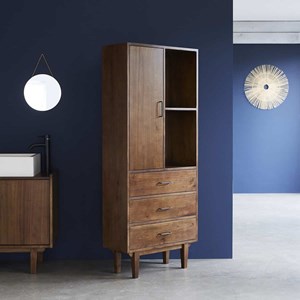 Double colonne salle de bain bois mindi