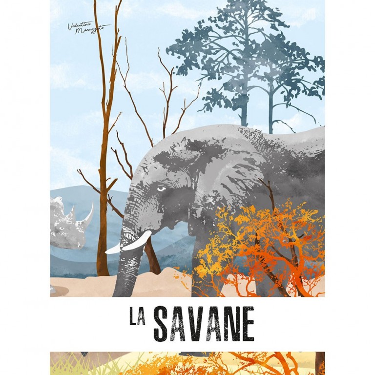 Kit créatif - Poster à colorier - Savane Africaine - Poster à
