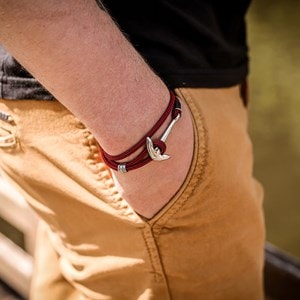 Bracelet ancre marine homme corde rouge