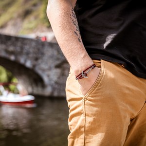Bracelet ancre marine homme corde rouge