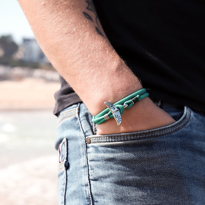 Bracelet baleine homme corde marin vert